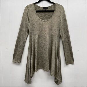 Vintage Y2K Karen Kane Gold Metallic Handkerchief Hem Tunic Top Size L